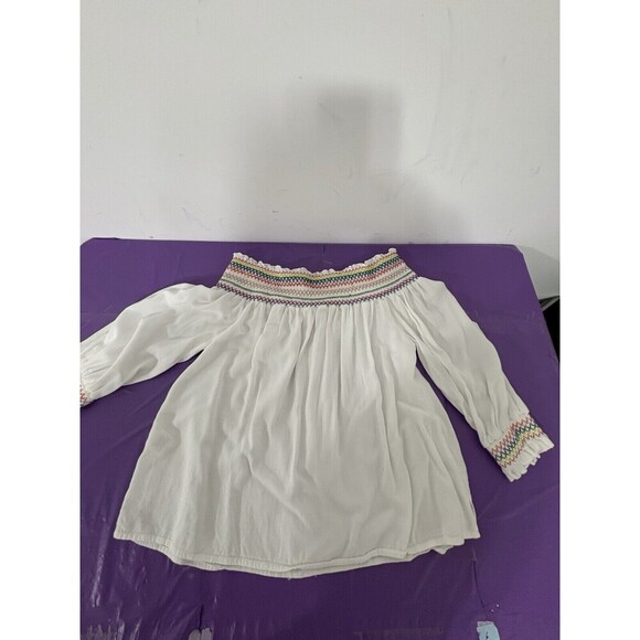 Harper Off Shoulder Top Smocking Rainbow Stitching Soft Girlie Size Medium - Picture 8 of 11